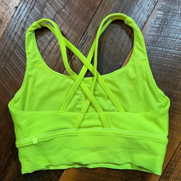 Lululemon Energy Bra Ribbed in Neon Yellow/Green Women’s Size 6 - Picture 3 of 5